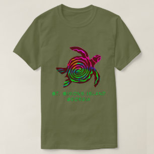 Colorful Handsome St. Simons Island GA Sea Turtle T-Shirt