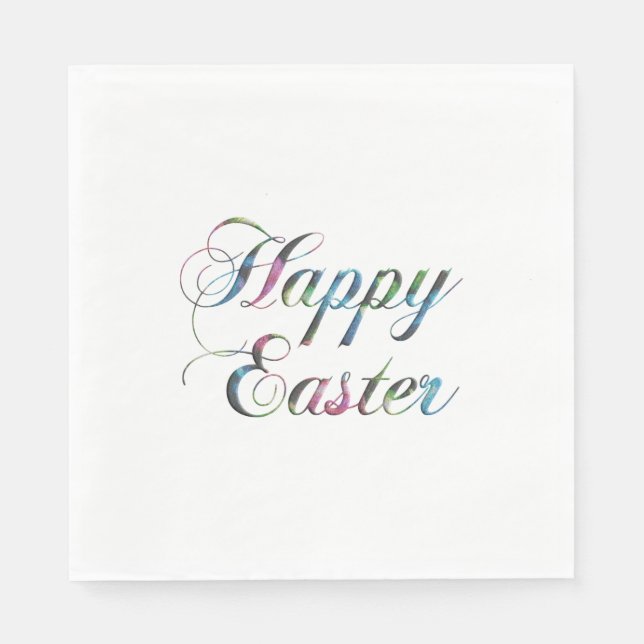 Colorful Handwriting Happy Easter Napkins (Front)