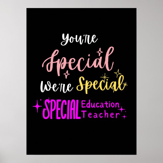 Colorful Handwriting Special Education Teacher Poster (Front)