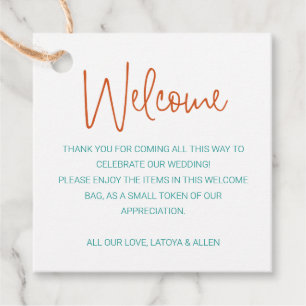 Colorful Handwriting Wedding Welcome Gift Bag Favor Tags