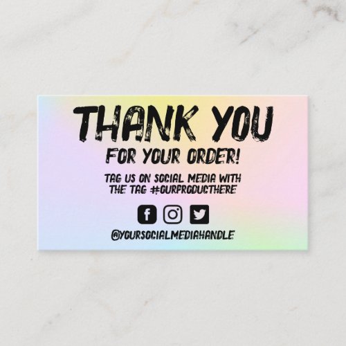 Colorful Handwritten Thank You Trendy Salon Business Card