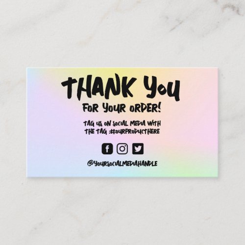 Colorful Handwritten Thank You Trendy Salon Business Card