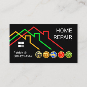 Colorful Handyman Rooftop Buildings Business Card