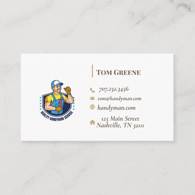 Colorful Handyman Services Business Card (Front)