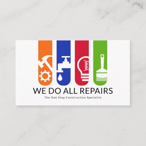 Colorful Handyman Tool Stripes Business Card