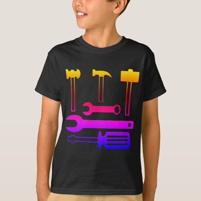 Colorful Handyman Tools Boys T-Shirt (Front)