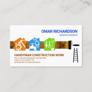 Colorful Handyman Tools Home Painter Business Card