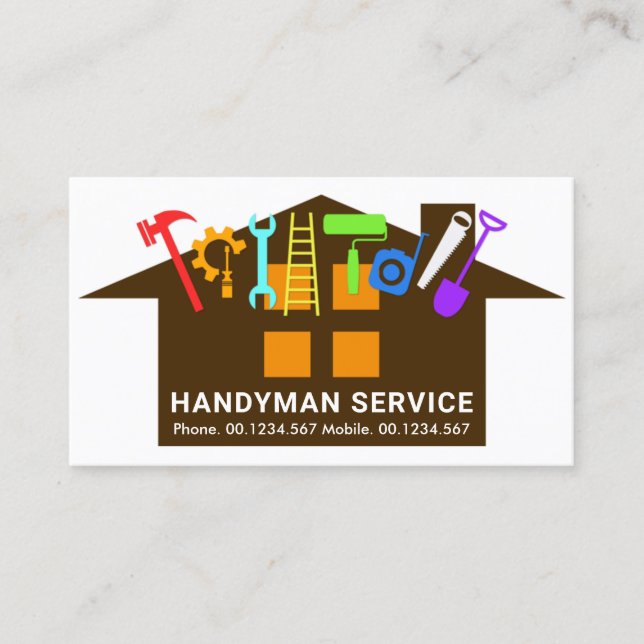 Colorful Handyman Tools Home Remodeling Business Card (Front)
