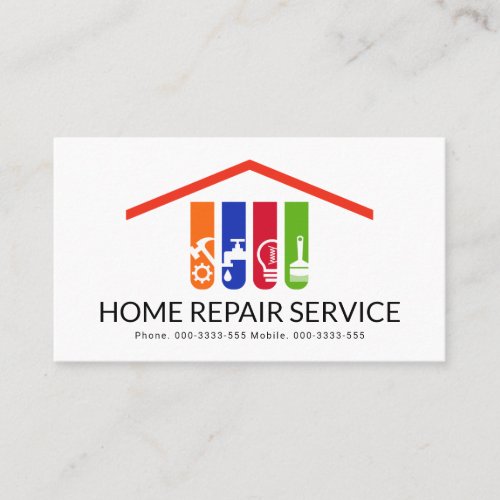Colorful Handyman Tools Rooftop Business Card