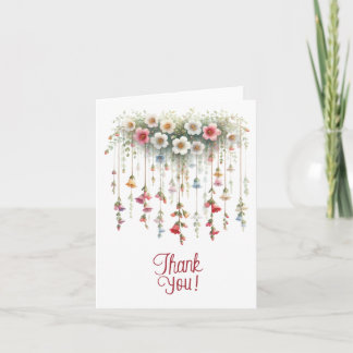 Colorful Hanging Blossom Trail Blank Thank You Card