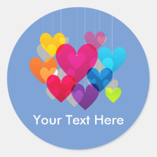 Colorful Hanging Hearts Personalized Classic Round Sticker