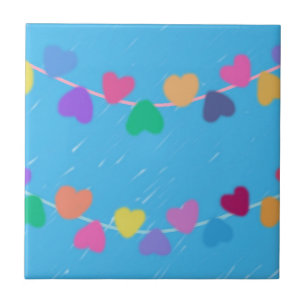 Colorful Hanging Hearts Tile