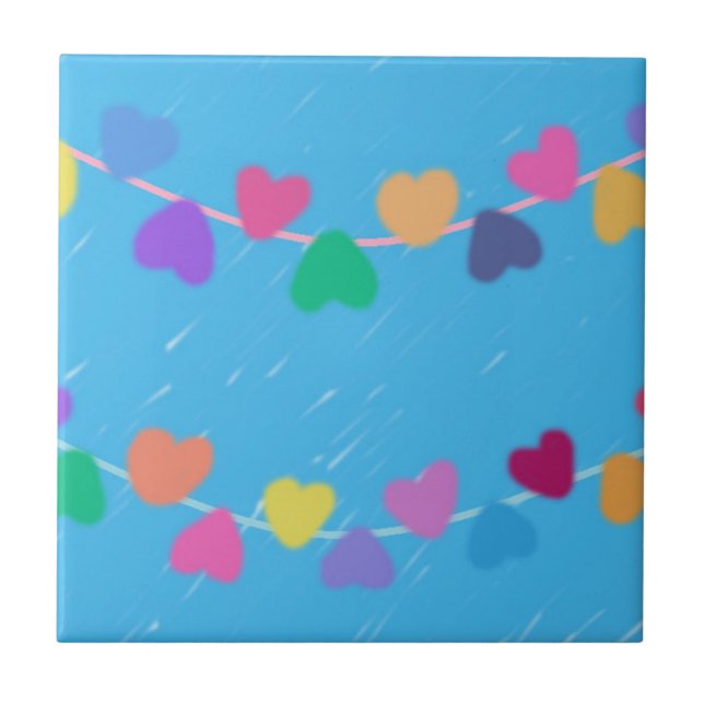 Colorful Hanging Hearts Tile (Front)