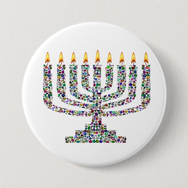 Colorful Hanukkah Candle Button (Front)