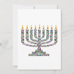 Colorful Hanukkah Candle Invitation