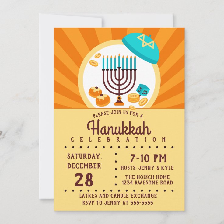 Colorful Hanukkah Party Invitation | Zazzle