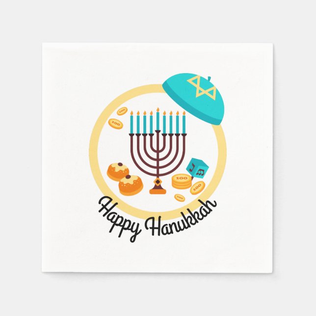 Colorful Hanukkah Party Napkins (Front)
