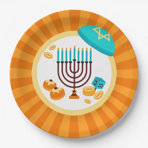 Colorful Hanukkah Party Paper Plates