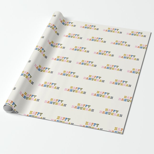 Colorful Hanukkah Western Retro Unique Fun Holiday Wrapping Paper (Unrolled)