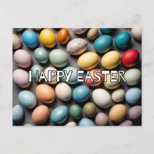 Colorful Happpy Easter Eggs Postcard