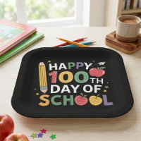Colorful Happy 100th Day Of School Pencil Apple