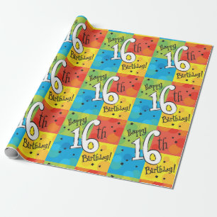 Colorful Happy 16th Birthday Wrapping Paper