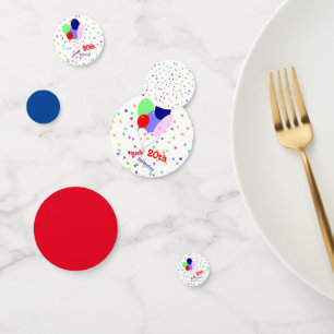 Colorful Happy 20th Birthday Balloons Confetti