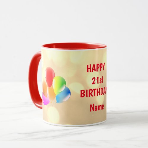 Colorful Happy 21st Birthday Personalised Mug