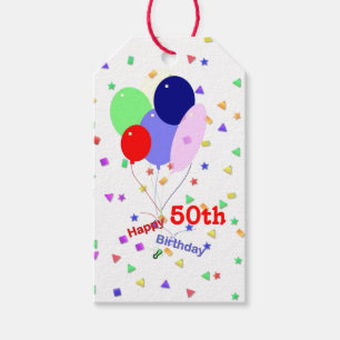 Colorful Happy 50th Birthday Balloons Gift Tags