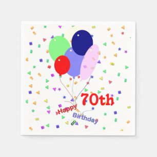 Colorful Happy 70th Birthday Balloons Paper Napkins