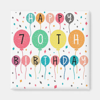 Colorful Happy 70th birthday with balloons Magnet