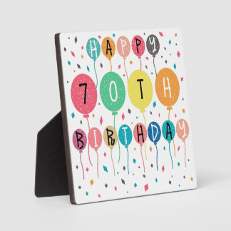 Colorful Happy 70th birthday with balloons Plaque