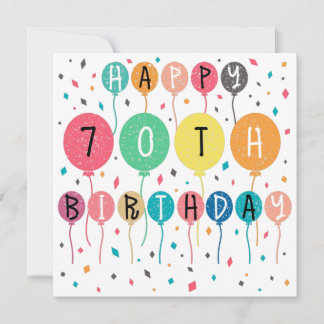 Colorful Happy 70th birthday with balloons Save The Date