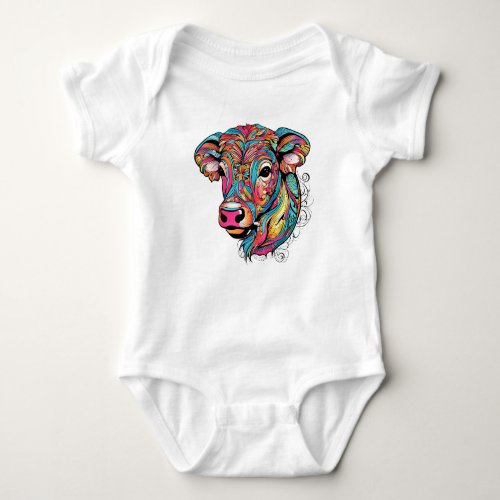  Colorful Happy Baby Cow Baby Bodysuit