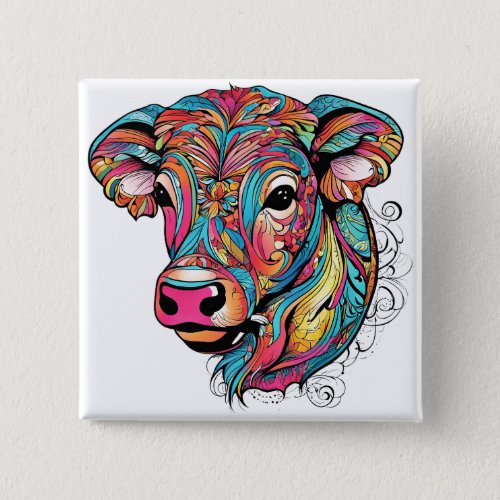  Colorful Happy Baby Cow Button