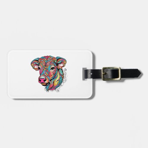  Colorful Happy Baby Cow Luggage Tag