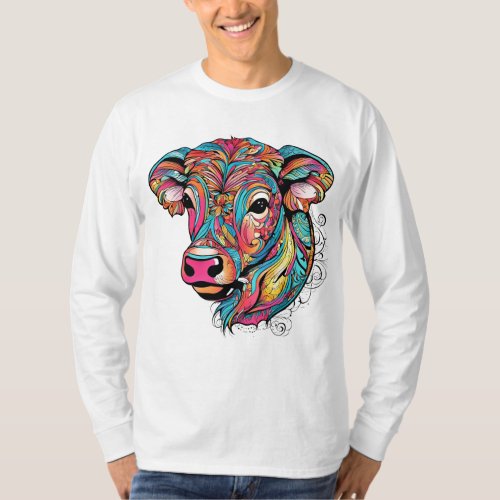  Colorful Happy Baby Cow T_Shirt