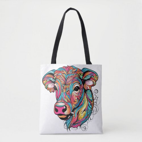  Colorful Happy Baby Cow Tote Bag