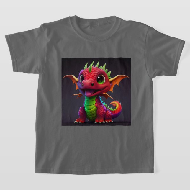 Colorful Happy Baby Dragon Kids T-Shirt (Laydown)