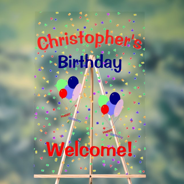 Colorful Happy Birthday Acrylic Sign (Neutral)