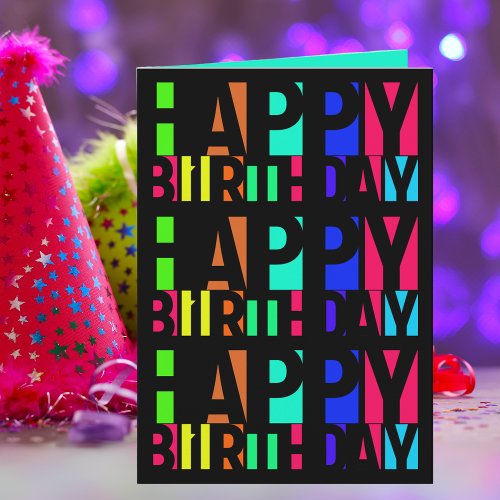 Colorful Happy Birthday and Many More Card