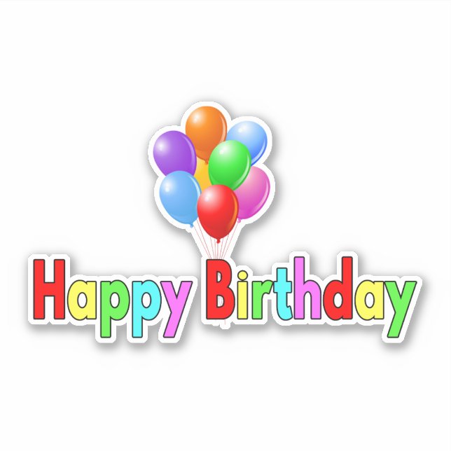 Colorful Happy Birthday Art Sticker (Front)