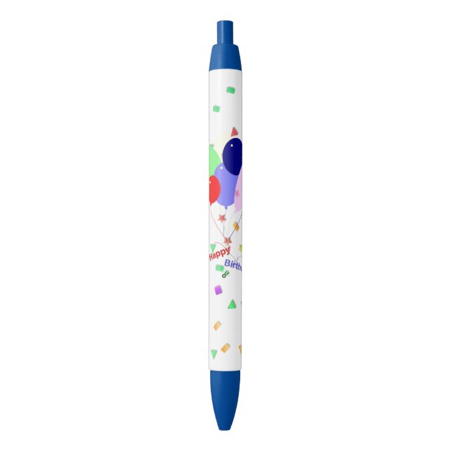 Colorful Happy Birthday Balloons Pen (Front Vertical)