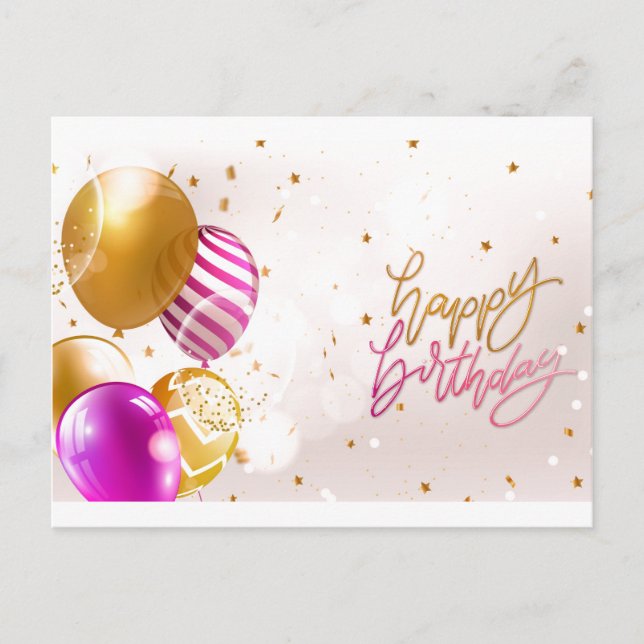 Colorful Happy Birthday Balloons Postcard (Front)