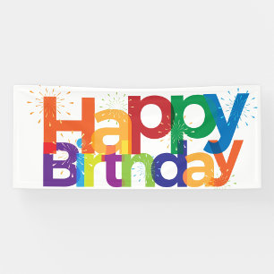 Colorful Happy Birthday Burst Banner