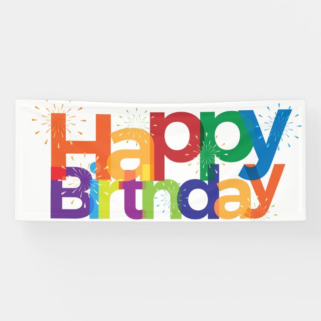 Colorful Happy Birthday Burst Banner  ("Happy Birthday Banner")