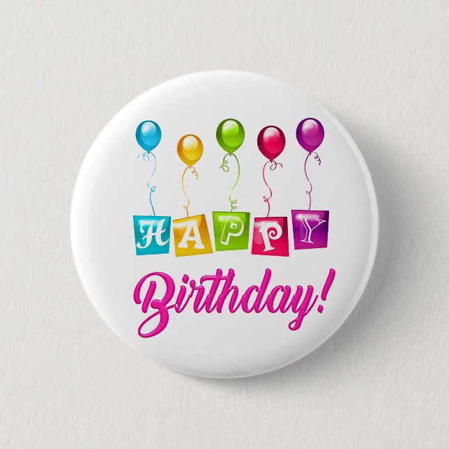  Colorful Happy Birthday  Button (Front)