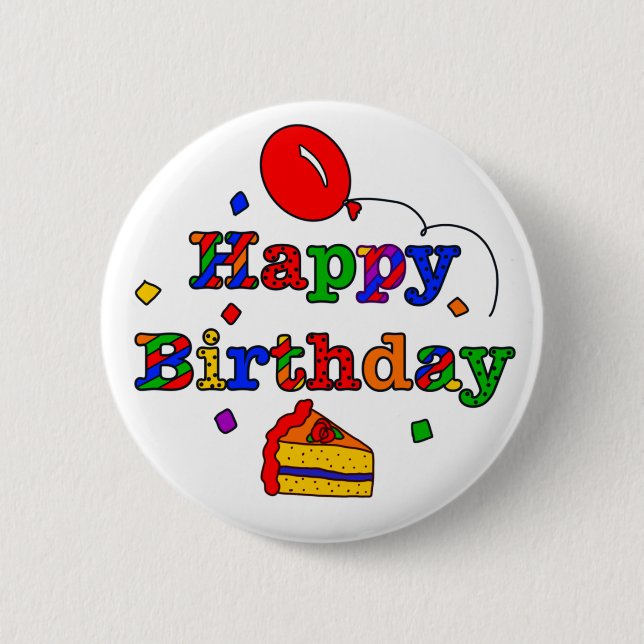 Colorful Happy Birthday     Button (Front)
