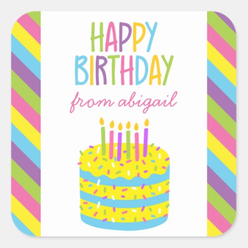 Colorful Happy Birthday Cake Gift Stickers