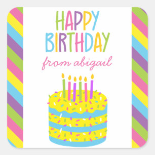 Colorful Happy Birthday Cake Gift Stickers